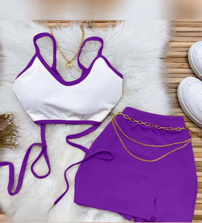 ست کراپ دامن راحتی زنانه