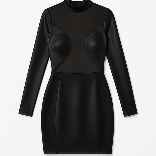 تونیک چرم و حریر آستین بلند زنانه