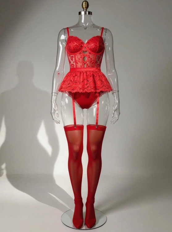 بادی فانتزی فنردار همراه با جوراب زنانه